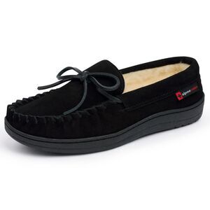 Alpine Swiss Sabine Womens Suede Shearling Moccasin Slippers House Shoes Slip On
